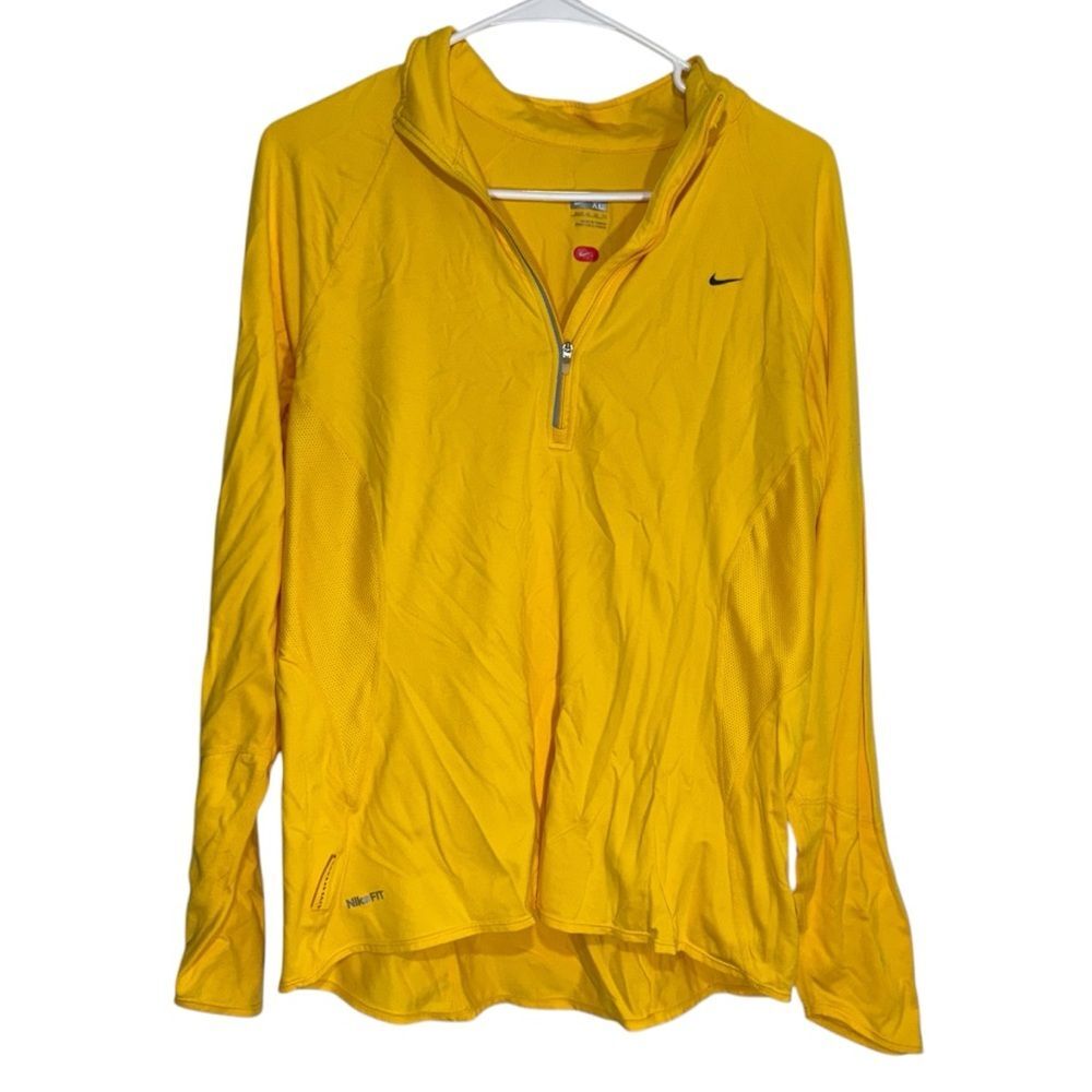 Nike FitDry Yellow Quarter Zip Long Sleeve Athletic Top
